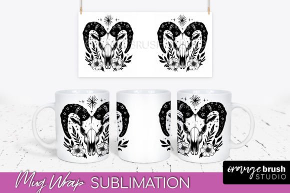 Download Celestial Mug Wrap Cow Skull Sublimation - Skull Collection