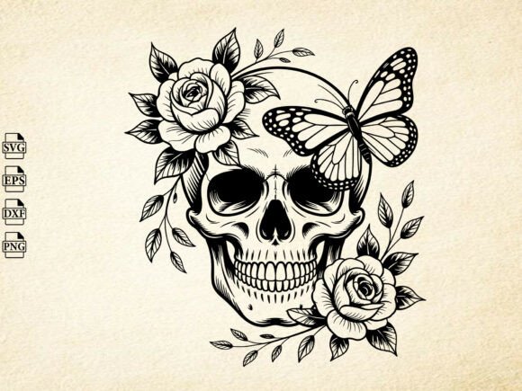 Download Floral Skeleton SVG, Skull with Flowers - Skull Collection