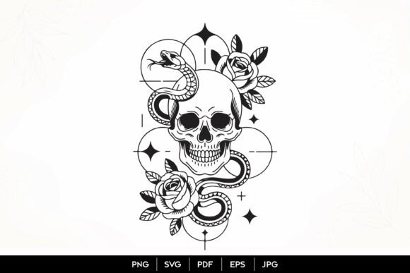 Download Skull Snake Rose Gothic SVG - Skull Collection