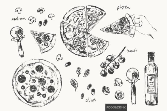 Download Fast Food Pizza Sketches - Pizza Collection