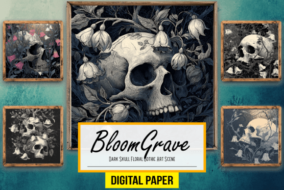 Download Dark Skull Floral Gothic Artwork Scenes - Skull Collection