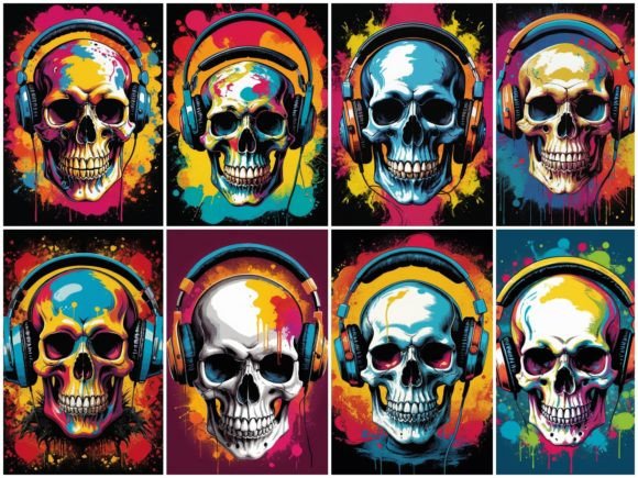 Download 32 Images Skull with Headphones Pop Art - Skull Collection