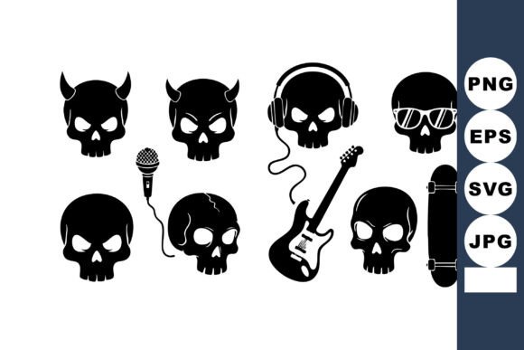 Download Rock Music Skull Icons with Microphone G - Skull Collection