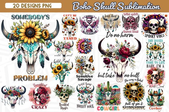 Download Boho Skull Sublimation Bundle - Skull Collection