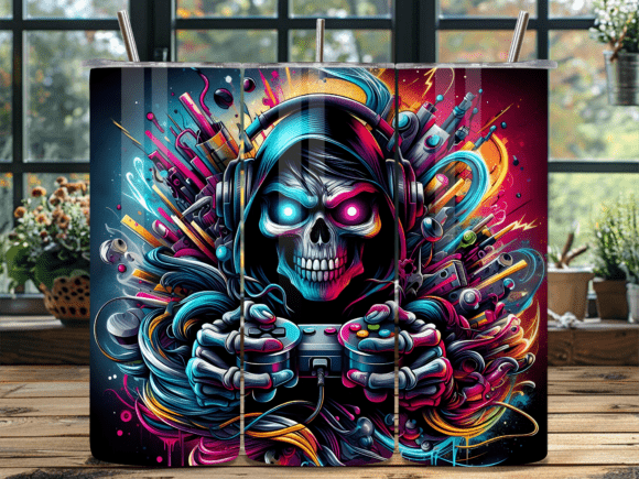 Download Cyberpunk Skull Pro Gamer Tumbler Wrap - Skull Collection