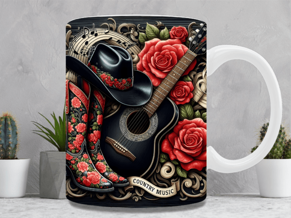 Download Dark Aesthetic Roses &amp; Guitar Mug Wrap - Premium Resources