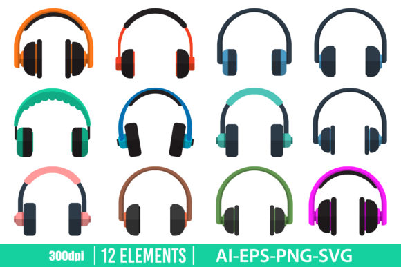 Download Headphones Clipart Set - Headphones Collection