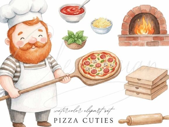 Download Pizza Chef Clipart PNG Cute Pizzeria - Pizza Collection
