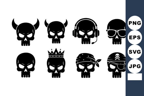 Download Skull Icons with Horns Crown Headphones - Skull Collection